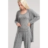 MİRAY- Kadın Ekru Yumuşak Dokulu Dökümlü Uzun Kimono Şık ve Rahat Ev Giyim