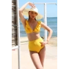 MİRAY- Kadın Fırfırlı Yüksek Bel Sarı Bikini