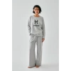 MİRAY- Kadın Gri Balık Burcu Oversize 2 İplik Eşofman Ev Giyim Takımı