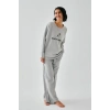 MİRAY- Kadın Gri Yay Burcu Oversize 2 İplik Eşofman Ev Giyim Takımı