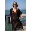 MİRAY- Kadın İşlemeli Tunik Pareo Plaj Elbisesi Siyah