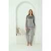 MİRAY- Kadın Kadife Gri Pijama Takım