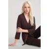 MİRAY- Kadın Kahve Yumuşak Dokulu Dökümlü Kısa Kimono Şık ve Rahat Ev Giyim