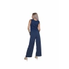 MİRAY- Kadın Kalın Askılı Body Bol Paça Pantolon 2`li Takım Lacivert