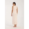 MİRAY- Kadın Kalın Askılı Yırtmaçlı Uzun Pudra Gecelik