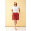 MİRAY- Kadın Kiremit Rengi Rahat Kalıp Cepli Şort