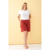MİRAY- Kadın Kiremit Rengi Rahat Kalıp Cepli Şort