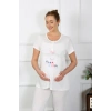 MİRAY- Kadın Kısa Kol Hamile Lohusa Pijama Takımı Ekru