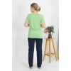 MİRAY- Kadın Kısa Kol Pamuk Penye Pijama Takım Fıstık Yeşili