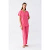 MİRAY- Kadın Kısa Kol Pamuk Penye Pijama Takım Fuşya