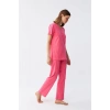 MİRAY- Kadın Kısa Kol Pamuk Penye Pijama Takım Fuşya