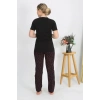 MİRAY- Kadın Kısa Kol Pamuk Penye Pijama Takım Siyah