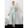 MİRAY- Kadın Kısa Kol Pijama Takım Su Yeşili