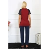 MİRAY- Kadın Kolu Dantelli Penye Pijama Takım Bordo