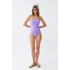 MİRAY- Kadın Lila Minimal Askılı Tek Parça Mayo