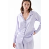 MİRAY- Kadın Lila Oversize Saten Pijama Takımı – Rahat Kesim Şık Ev Giyim Seti
