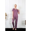 MİRAY- Kadın Mürdüm Kısa Kol Pijama Takım