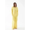 MİRAY- Kadın Oversize Sarı Desenli Pamuklu Kalın Pijama Takımı