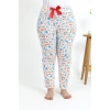 MİRAY- Kadın Pamuklu Büyük Beden Alt Pijama Ekru