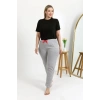 MİRAY- Kadın Pamuklu Büyük Beden Alt Pijama Gri