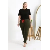 MİRAY- Kadın Pamuklu Büyük Beden Alt Pijama Haki