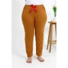 MİRAY- Kadın Pamuklu Büyük Beden Alt Pijama Hardal