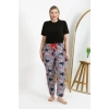 MİRAY- Kadın Pamuklu Büyük Beden Alt Pijama Somon