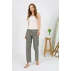 MİRAY- Kadın Penye Desenli Tek Alt Pijama Haki