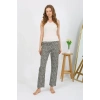 MİRAY- Kadın Penye Desenli Tek Alt Pijama Haki