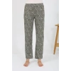 MİRAY- Kadın Penye Desenli Tek Alt Pijama Haki