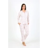 MİRAY- Kadın Penye Uzun Kol Pijama Takım Ekru