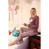 MİRAY- Kadın Penye Uzun Kol Pijama Takım Mürdüm