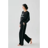 MİRAY- Kadın Siyah Kova Burcu Oversize 2 İplik Eşofman Ev Giyim Takımı