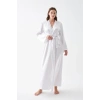 MİRAY- Kadın Uzun Beyaz Saten Sabahlık