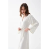 MİRAY- Kadın Uzun Ekru Penye Sabahlık