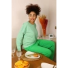 MİRAY- Kadın Uzun Kol 3 İplik Penye Pijama Takım Yeşil