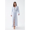 MİRAY- Kadın Uzun Mavi Penye Sabahlık