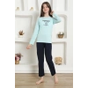 MİRAY- Kız Çocuk Penye Pijama Takım Su Yeşili