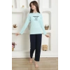 MİRAY- Kız Çocuk Penye Pijama Takım Su Yeşili