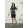 MİRAY- Kız Çocuk Penye Şortlu Pijama Takım Lacivert