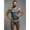 MODLİVE Erkek Kamuflaj Tank Top Boxer İç Çamaşır Takımı