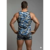 MODLİVE Erkek Kamuflaj Tank Top Boxer İç Çamaşır Takımı
