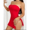 MARSİLYAN- Kırmızı Metalli Straplez Mini Elbise