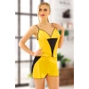 MARSİLYAN- Sarı Saten Babydoll Şortlu Takım - 290