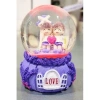 Mor Love Sevgililer Temalı Led Işıklı Kar Küresi 9 cm – Romantik & Anlamlı Sevgili Hediyesi