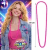 Neon Pembe Boncuk Kolye 80 cm – Retro 80’ler 90’lar Parti Aksesuarı