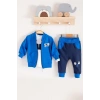 New Fashıon Hırkalı 3lü % 100 Pamuk Erkek Bebek Takımı