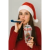 Noel Baba & Yılbaşı Temalı Pipetli Suluk 450 ML Çift Katman Mika Su Şişesi 2768