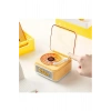 Nostalji Mini Plak Görünümlü Radyolu Bluetooth Hoparlör 3d Ses Dalgası Retro Müzik Plak Sarı