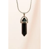 Obsidyen Doğal Taşı Zincirli El Yapımı Tasarımlı Kolye Uç: 3,5 cm Zincir: 20 cm Kutulu